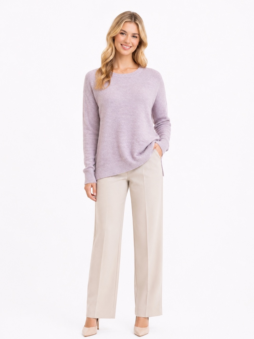 BLVD Soft Lavender Crew Neck Sweater